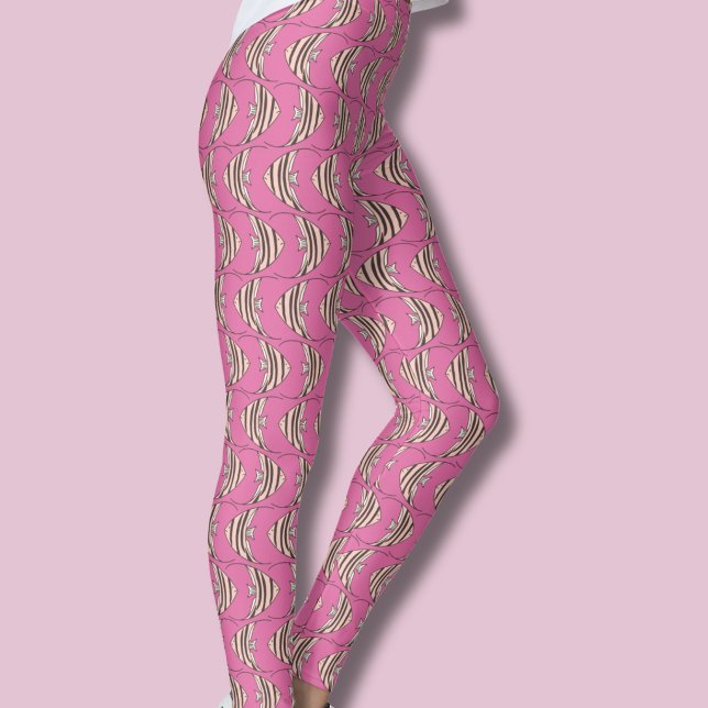 Legging Padrão de peixe rosa (Fish Angel Fish patterned leggings)
