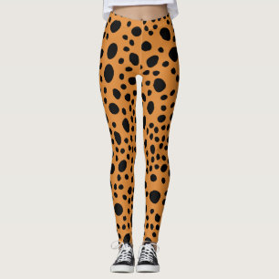 Legging Padrão de Pele de Leopardo de Gato Laranja Pontos
