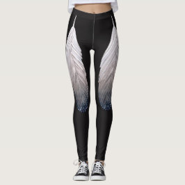 Legging Padrão de pena exclusivo na legenda impressa preta