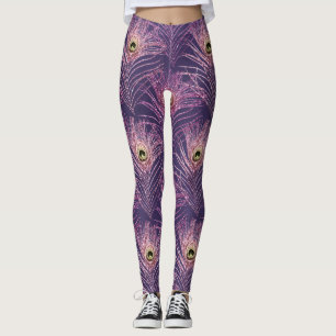 Legging Padrão de penas de pavão violeta do pavão