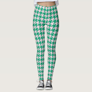Legging Padrão de Pia de Poule, Pia-forte, rosa, verde