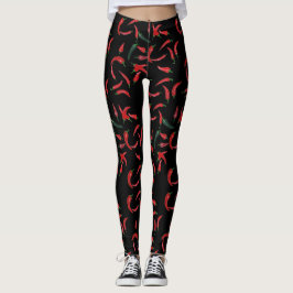 Legging Padrão de Pimenta | Vermelho Preto e Verde