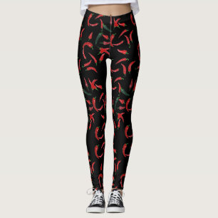 Legging Padrão de Pimenta   Vermelho Preto e Verde