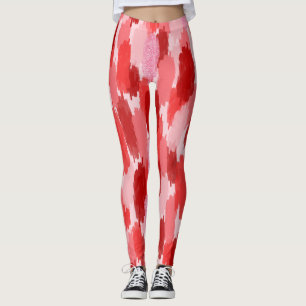 Legging Padrão de pinceladas de Abstrato Rosa Vermelho