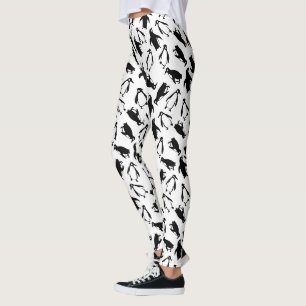Legging Padrão de pinguim branco preto fofo em fundo branc
