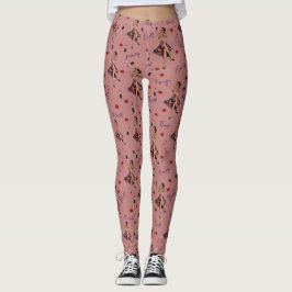 Legging padrão de pinos rosa