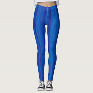 Legging Padrão de pintura de Abstrato digital Neon Blue