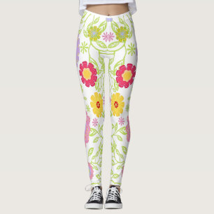 Legging Padrão de Pintura Floral