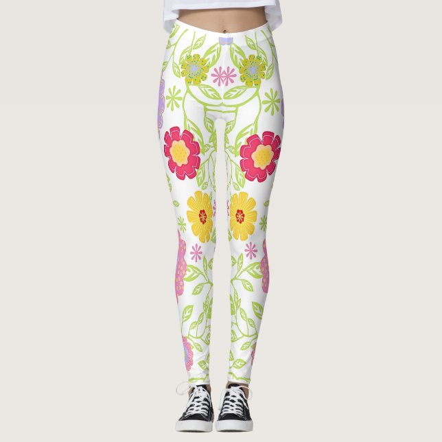 Legging Padrão de Pintura Floral (Frente)
