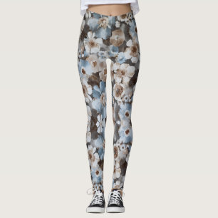 Legging Padrão De Pintura Floral De Cor Da Água