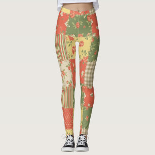Legging Padrão de Piquenique em Patchwork Floral Pastel (2