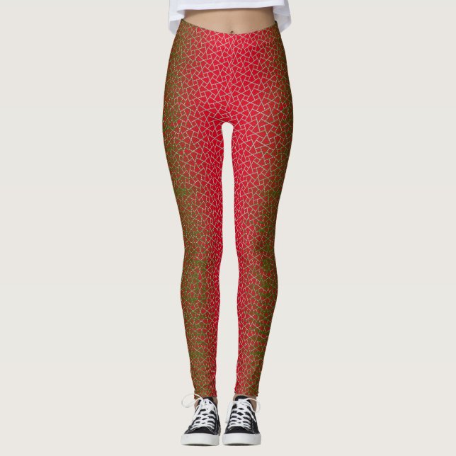 Legging Padrão de pixel 01.GRN.bw Vermelho BG (Frente)