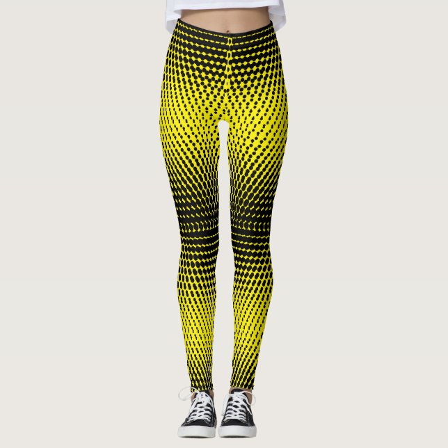 Legging Padrão de pixel 09.B.w. BYellow BG (Frente)