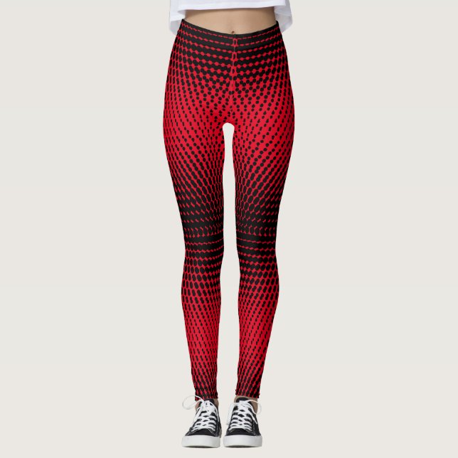 Legging Padrão de pixel 09.B.w. Vermelho BG (Frente)