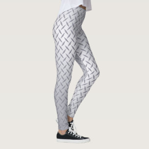 Legging Padrão de Placa Diamante de Aço Brilhante