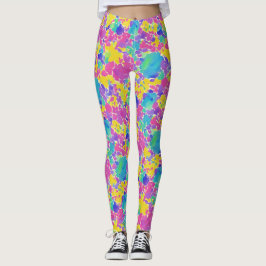 Legging Padrão de Planilhas de Cores d'Água Coloridas do T