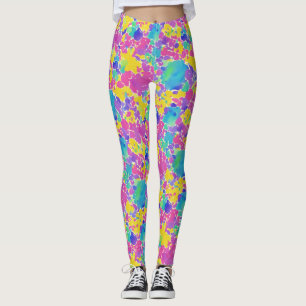 Legging Padrão de Planilhas de Cores d'Água Coloridas do T