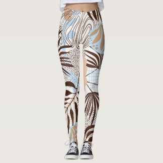 Legging Padrão de Plantas Exóticas da abstrato Natureza