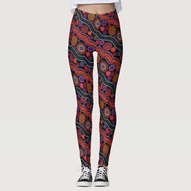 Legging Padrão de Ponto Australiano Funky (Frente)