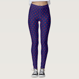 Legging Padrão de Ponto de Interrogação Vermelho Azul DIY 