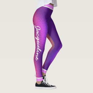 Legging Padrão de Ponto Rosa com Nome no ROYAL PURPLE