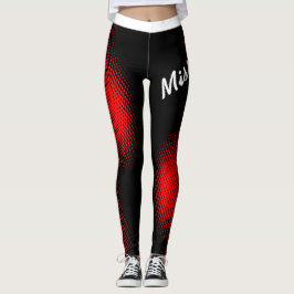 Legging Padrão de Ponto Vermelho com Nome em Script Grande