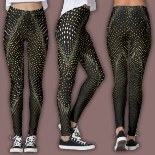 Legging Padrão de Pontos Abstratos   Meiotom Preto e Amare