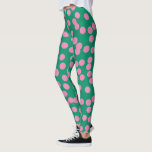 Legging Padrão de pontos e pontos cor-de-rosa e verde<br><div class="desc">Bolinhas estéticas,  cor-de-rosa e verde,  Abstrato</div>