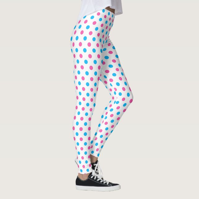 Legging Padrão de Pontos Pastel Rosa Azul (Direita)