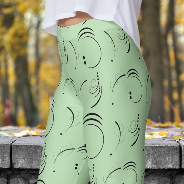 Legging Padrão de pontos verdes e Abstrato (Abstract Dot on Pale Green)