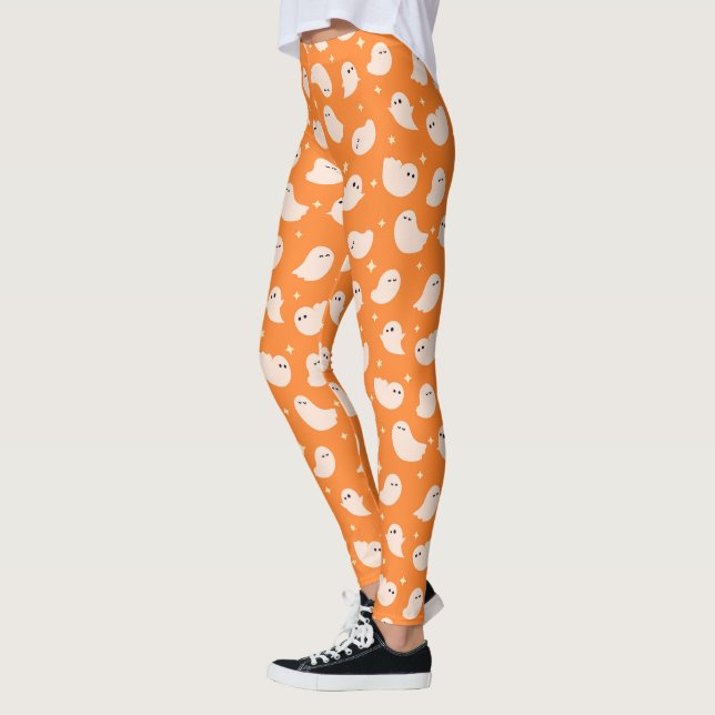 Legging Padrão de porta fantasma laranja (Esquerda)