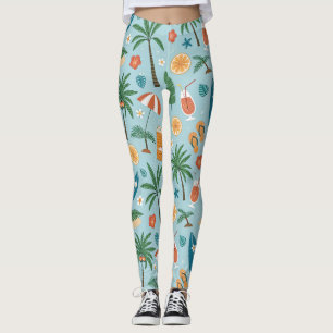 Legging Padrão de Praia de Verão Tropical (2)