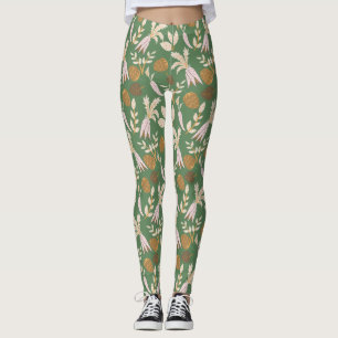 Legging Padrão de Primavera Verde