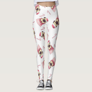 Legging Padrão de Pug de Natal Bonito