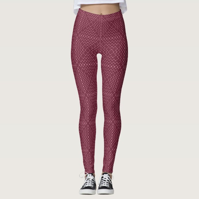 Legging Padrão de Quadrados Castanhos (Frente)