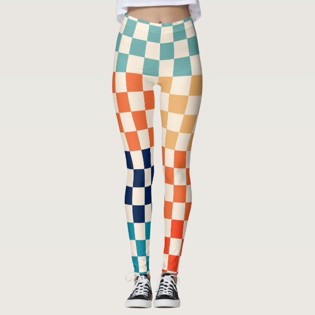 Legging Padrão de quadro de verificação retrô clássico (Frente)