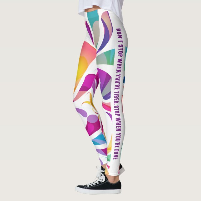 Legging Padrão de queda colorido | citação de motivação at (Esquerda)