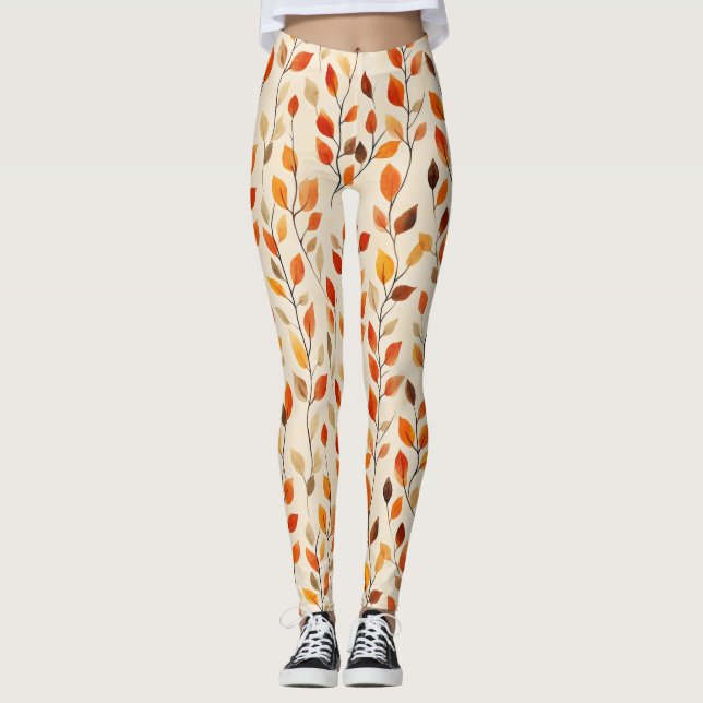 Legging Padrão de queda das folhas do outono (Frente)