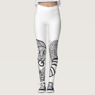 Legging Padrão de rabiscar de Cobra divertido