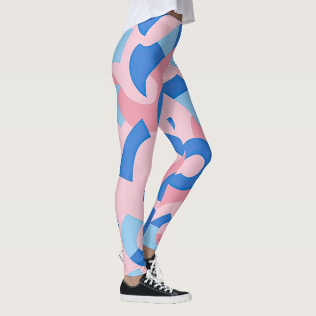 Legging Padrão de rabiscos rosa e azul (Direita)