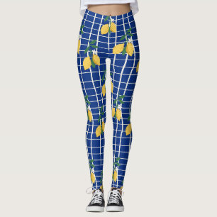 Legging Padrão de Ramo de Limão Mediterrâneo