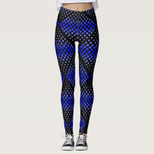 Legging Padrão de rasterização azul 01 preto BG