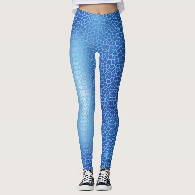 Legging Padrão de Rede de Gradiente Azul 01 (Frente)