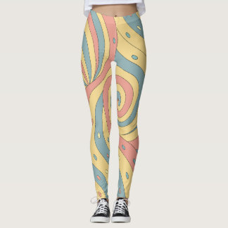 Legging Padrão de Redemoinho de Doces Pastel com Confeitos