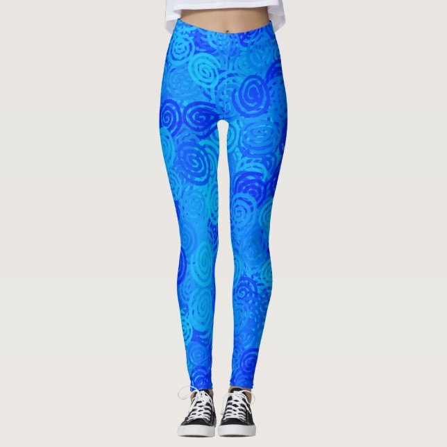 Legging Padrão de Redemoinhos Azuis (Frente)