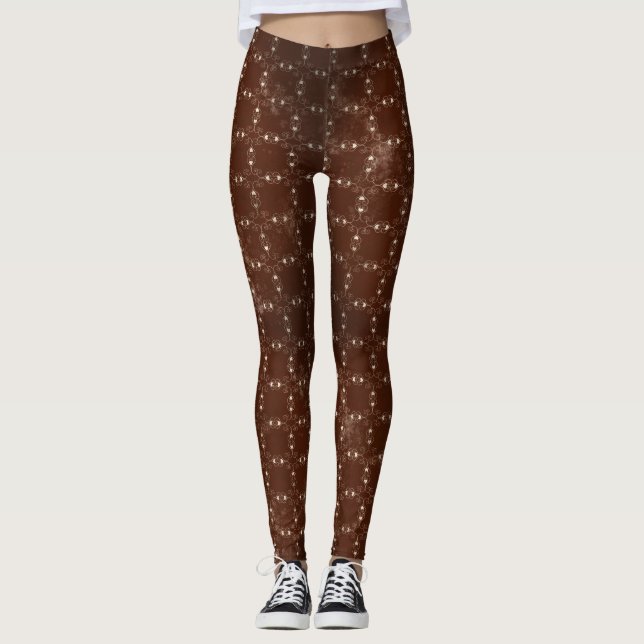 Legging Padrão de Renda de Coração Desbotado (Frente)