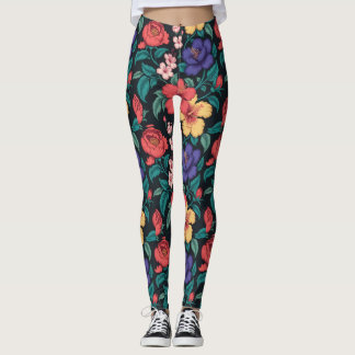 Legging Padrão de repetição de flor silvestre