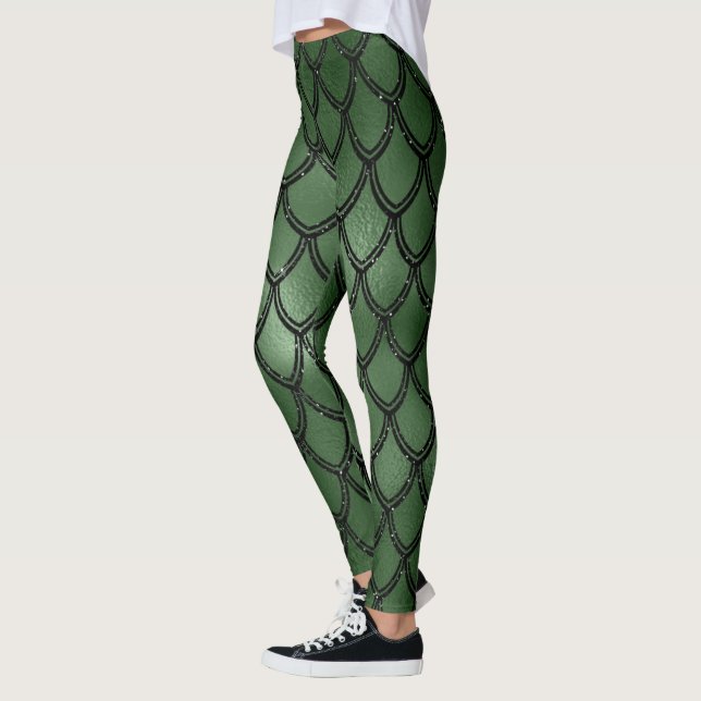 Legging Padrão de Réptil Cobra Verde (Esquerda)