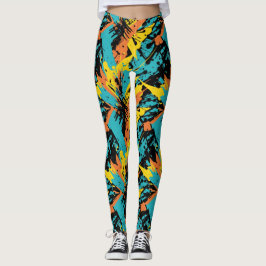 Legging Padrão de respingo de festa de paintball colorido