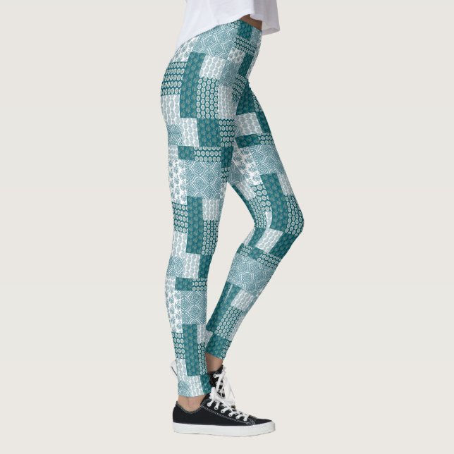 Legging Padrão de retalhamento de fax étnico chic, lacre e (Direita)